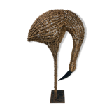 1960s bamboo rattan wicker crane flamingo bird lamp, USA