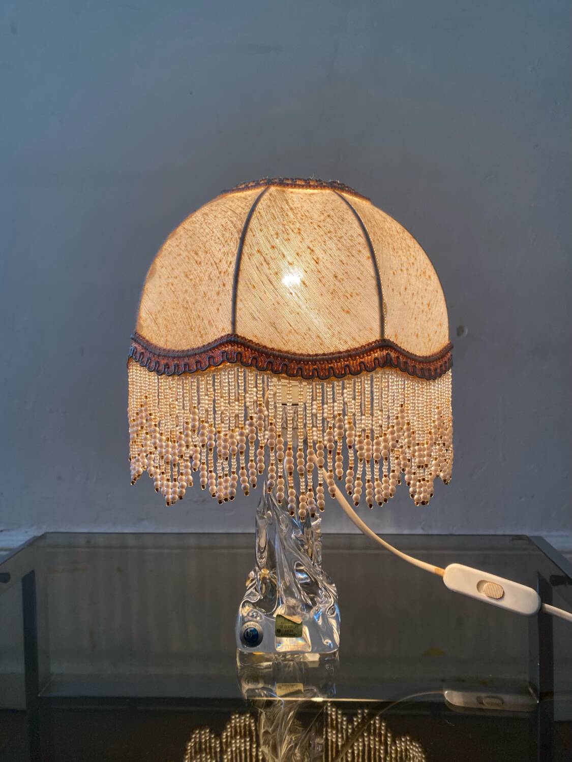 Antique Baccarat Crystal Twisted Bedside Lamp