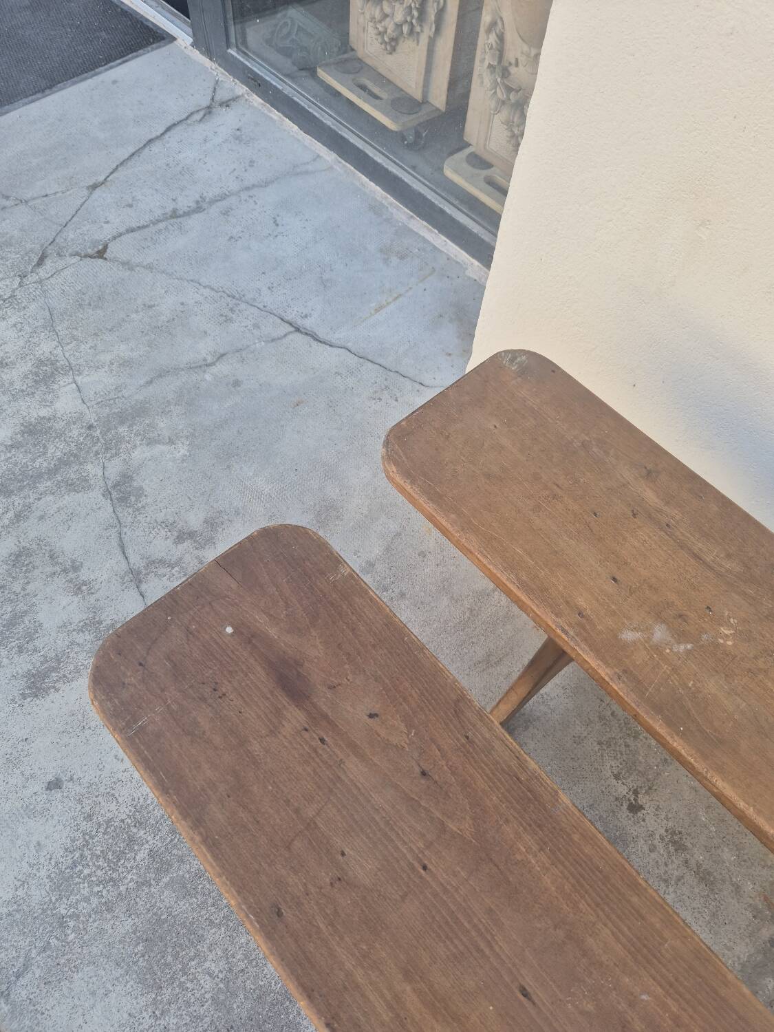 Pair of antique rustic farmhouse benches