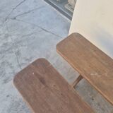 Pair of antique rustic farmhouse benches