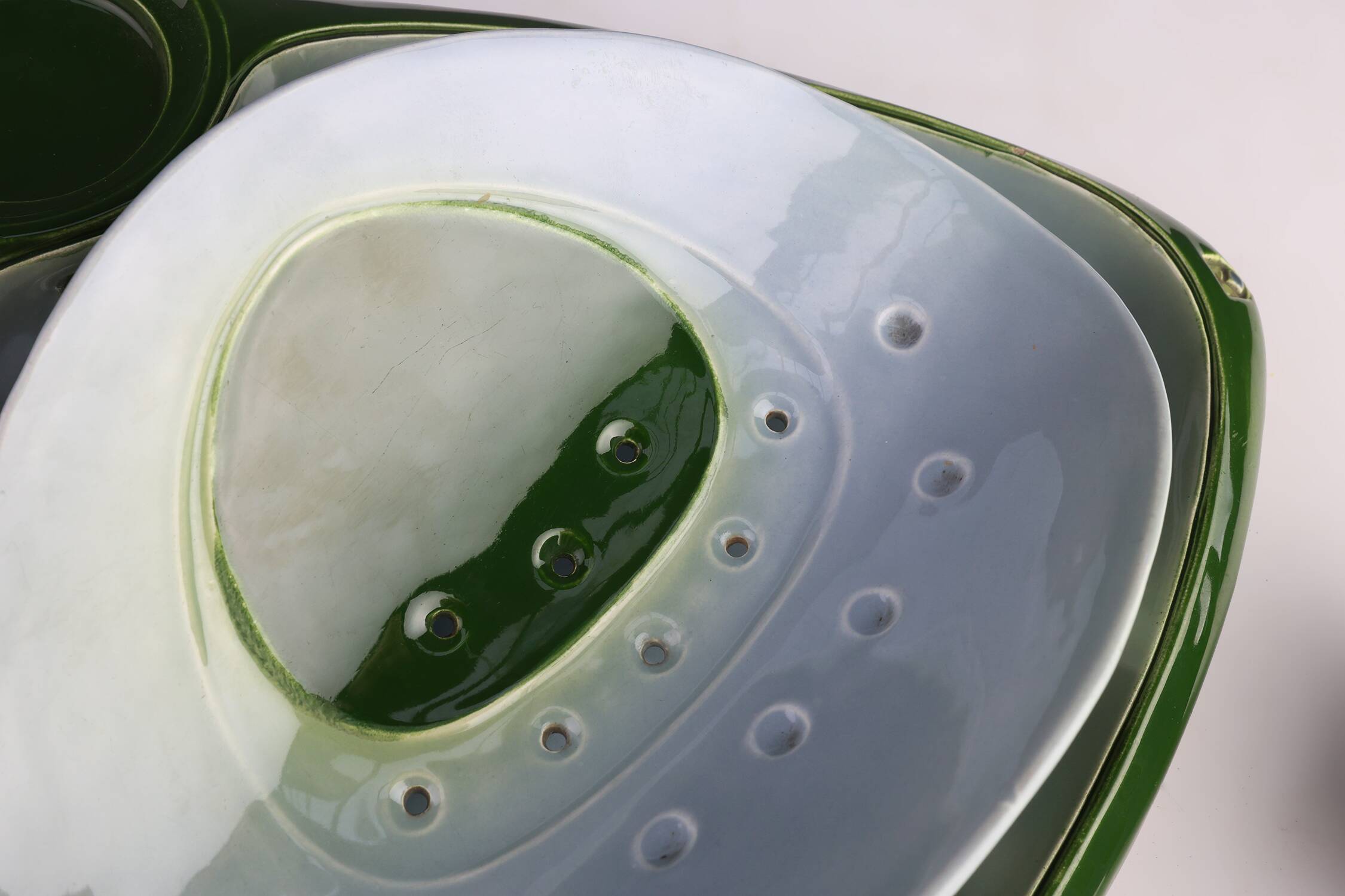 Rare Art Nouveau ceramic 3-piece asparagus set by Julius Dessler, Austria