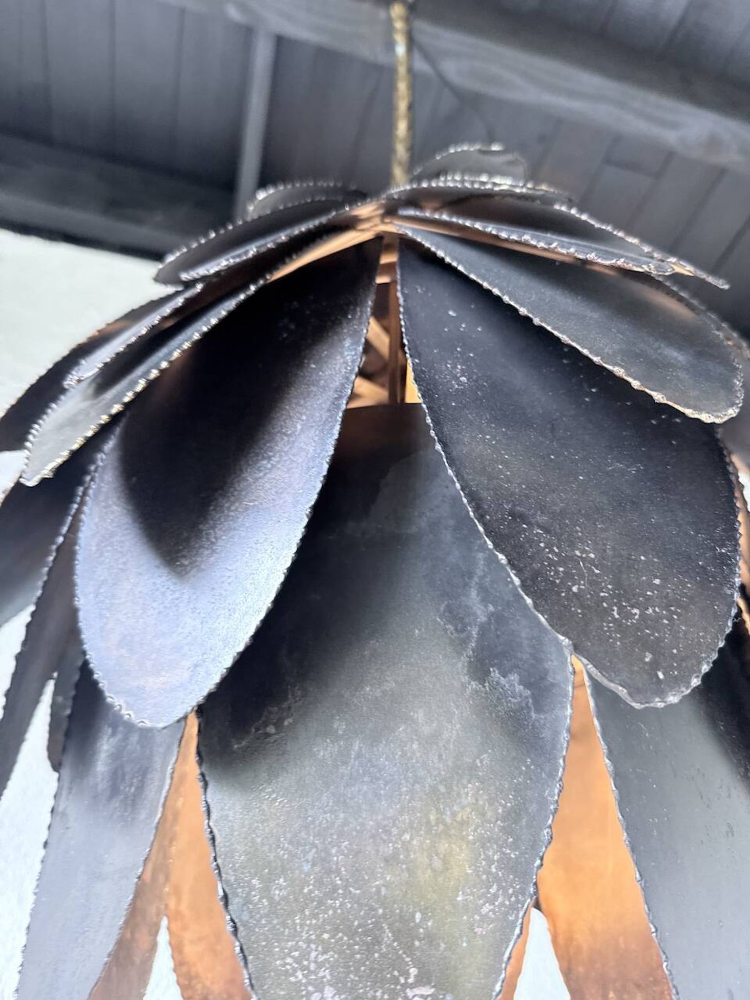 Brutalist suspension Jansen metal welded flower