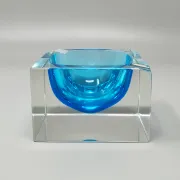 1960s stunning blue ashtray or catchall by Flavio Poli for Seguso. Made in Italy