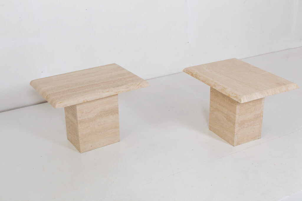 2 end of vintage travertine sofa