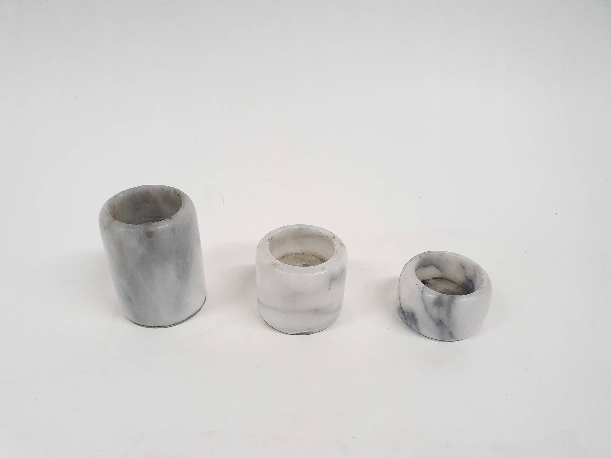Set of three marble candle sticks, Italy 1970's
