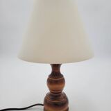 Pair of turned wooden bedside lamps