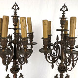 Pair of marble and bronze candelabra, nineteenth