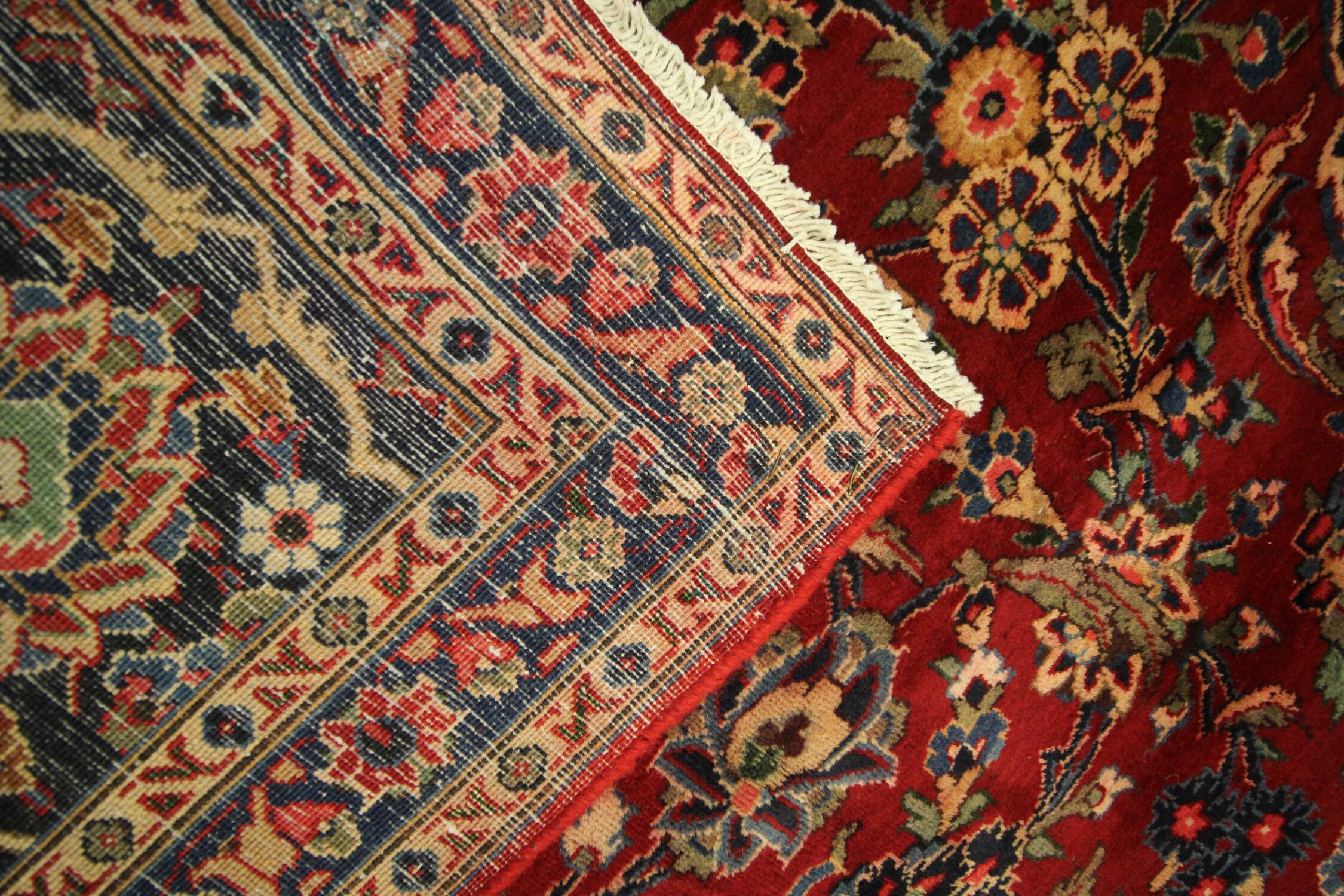Tapis persan traditionnel fait à la main d’Ispahan en laine rouge vintage - 295x411cm