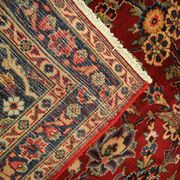 Tapis persan traditionnel fait à la main d’Ispahan en laine rouge vintage - 295x411cm