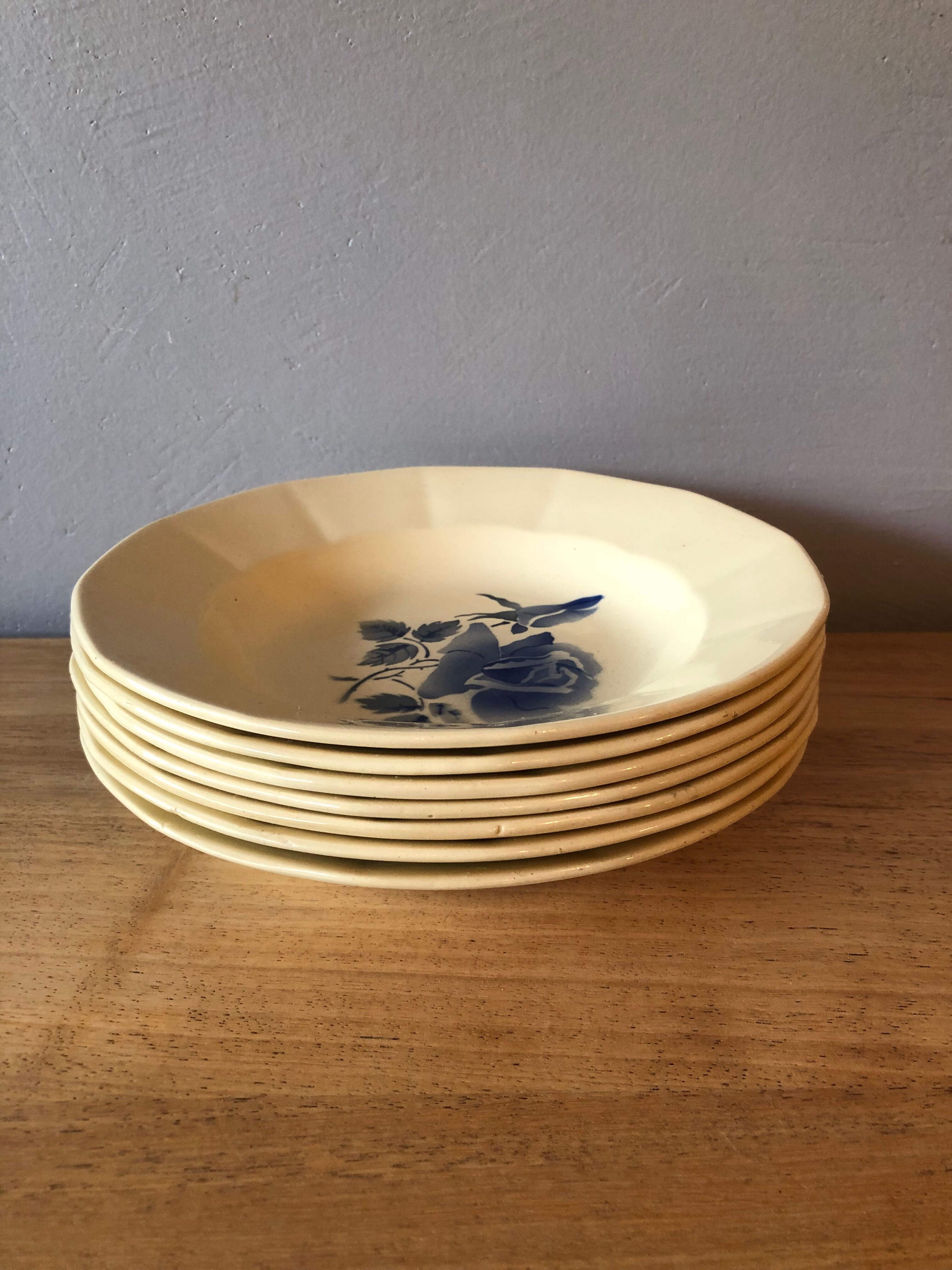 6 assiettes creuses en faïence Digoin Sarreguemines