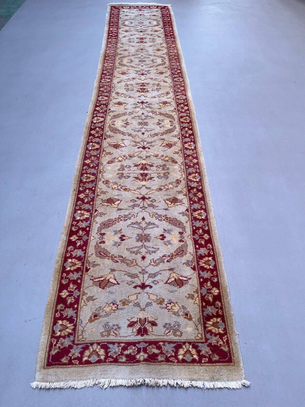 Very long tribal runner 440x82 cm tribal rug, beige, blue, vintage 2506