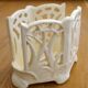 Openwork pot / letter holder in Art Nouveau ceramic