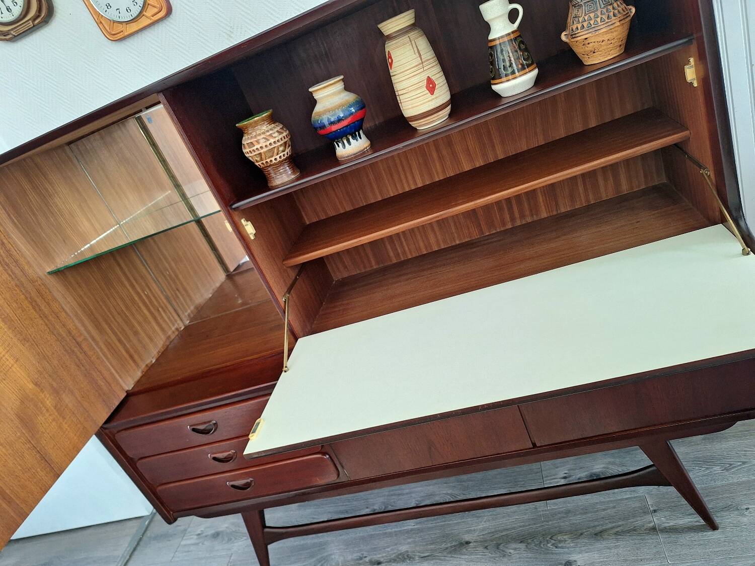 Vintage Louis van Teeffelen sideboard for Wébé, antique secretary buffet