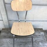 Former formica beige kitchen chair - feet compas metal chromé vintage