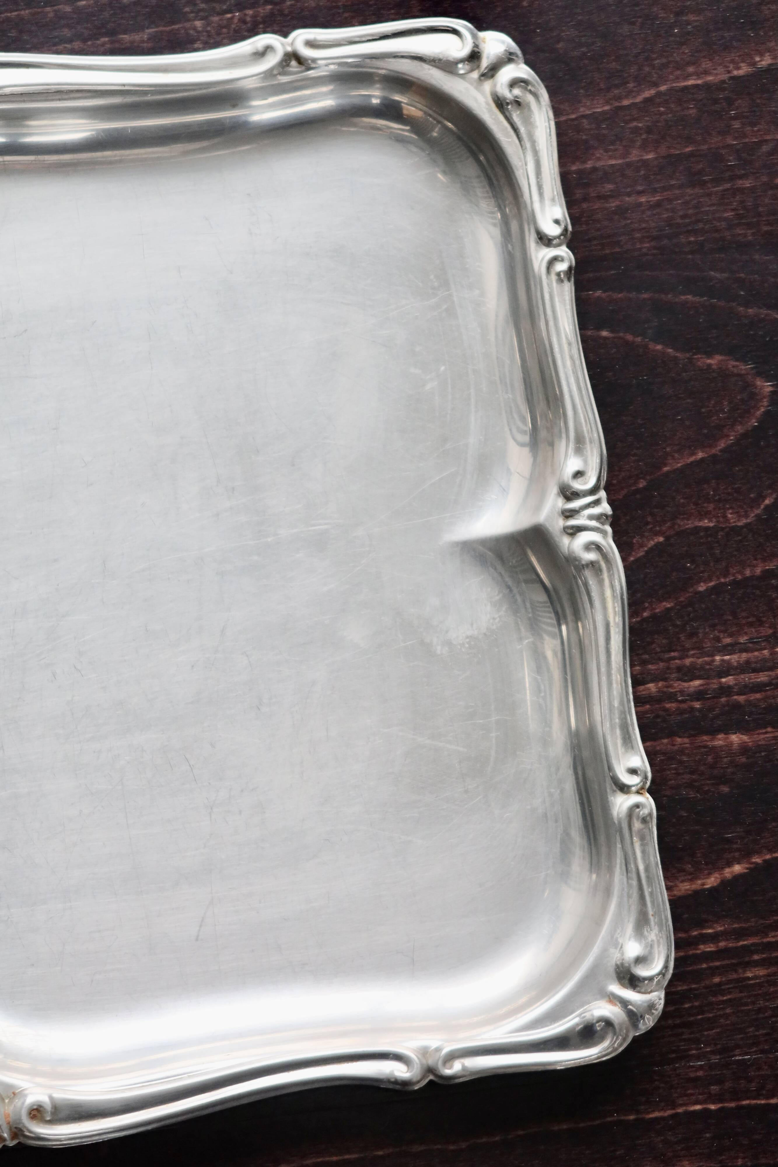Vintage rectangular stainless steel tray - Rockery edge