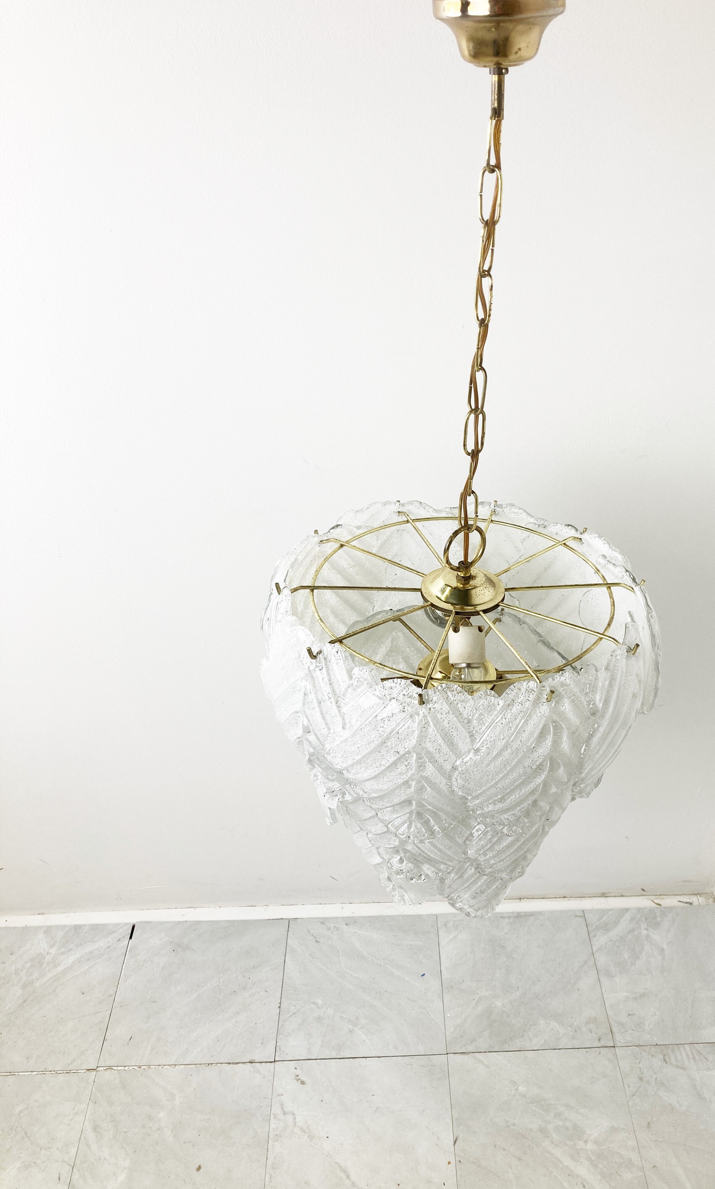 Vintage murano leaf chandelier, 1970s