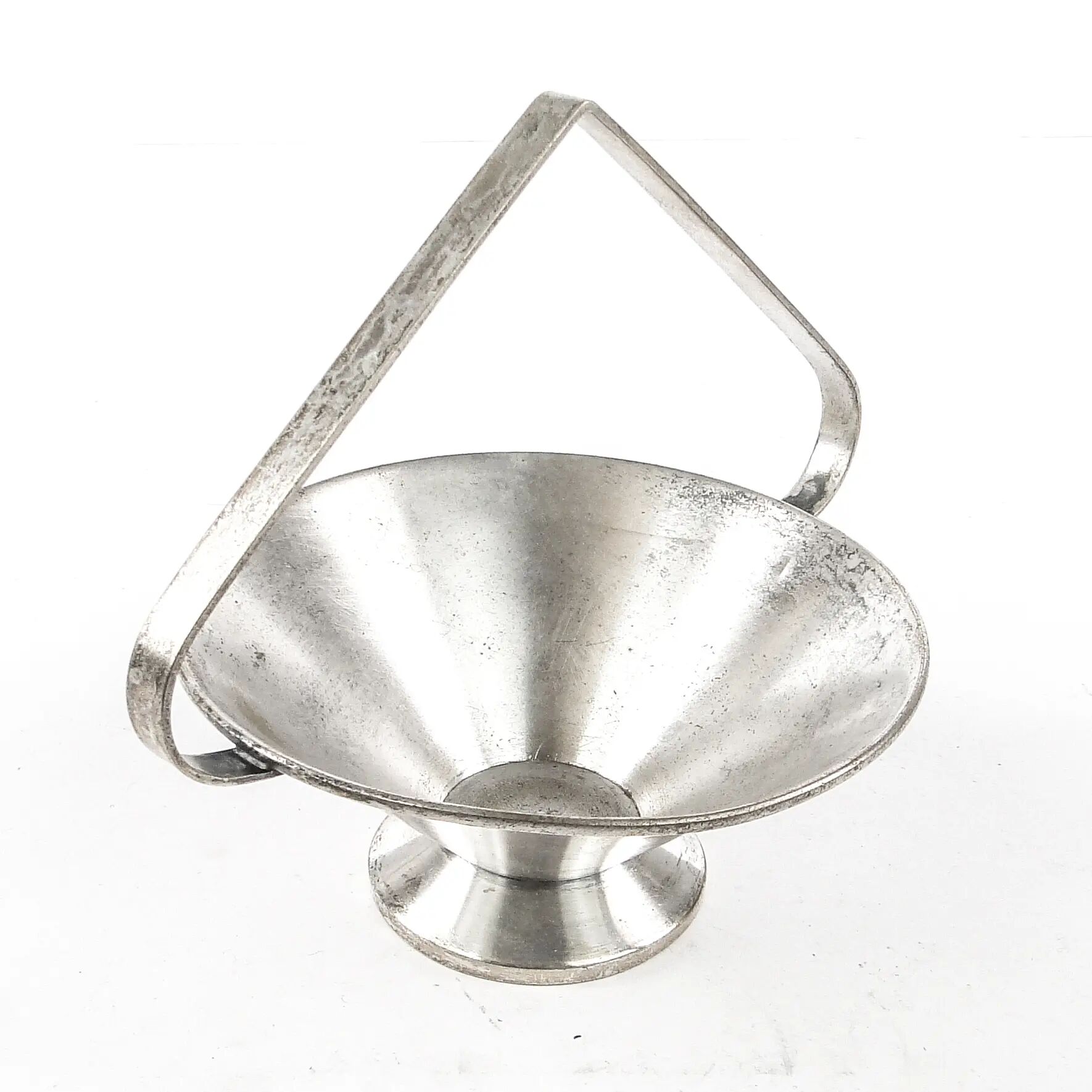 Sucrier Art Déco, en laiton argenté, Pologne, années 1930