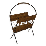 rattan magazine rack from the 50s