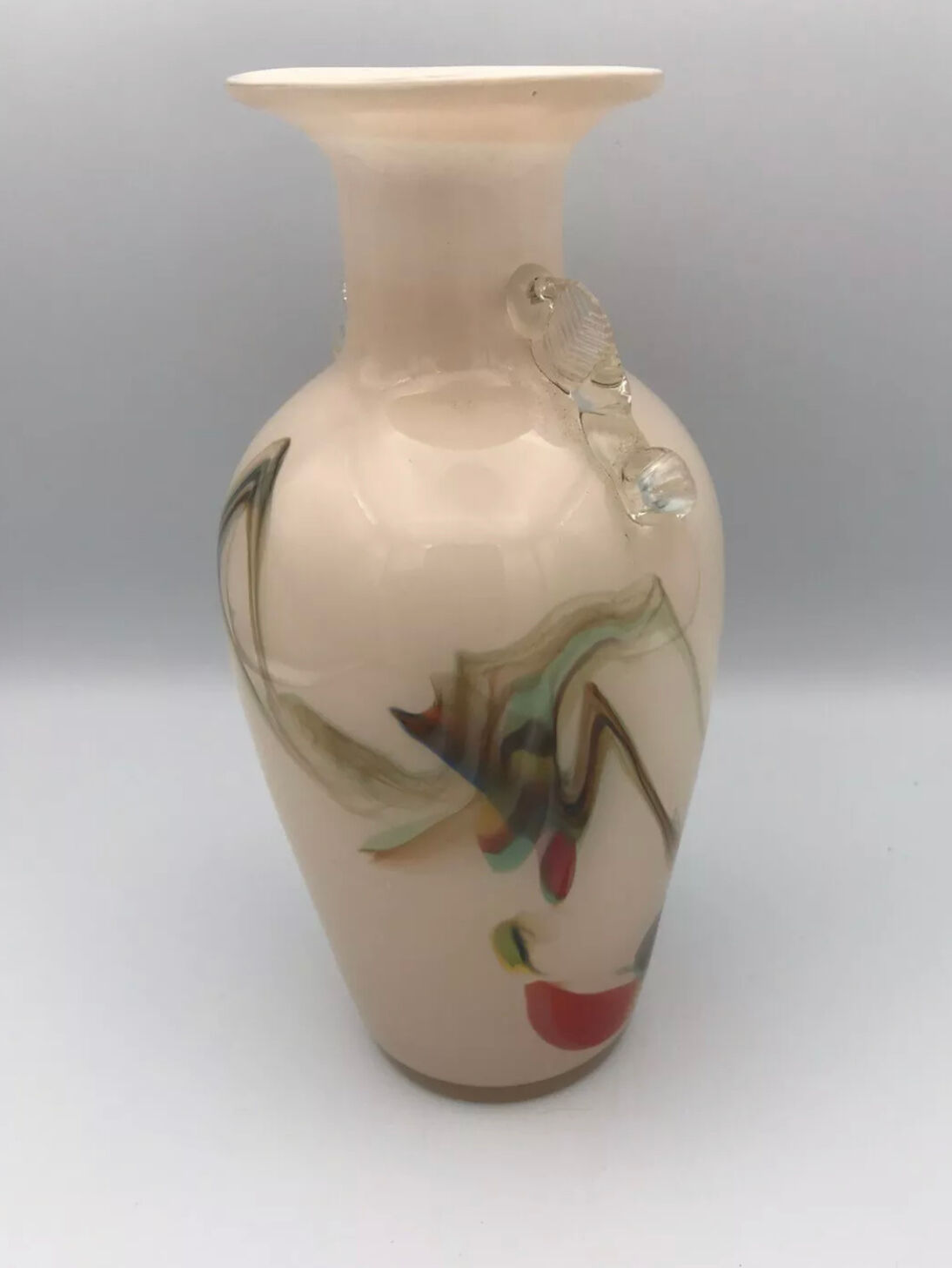 Sulfur glass vase with artistic polychrome inclusion 20.5 cm