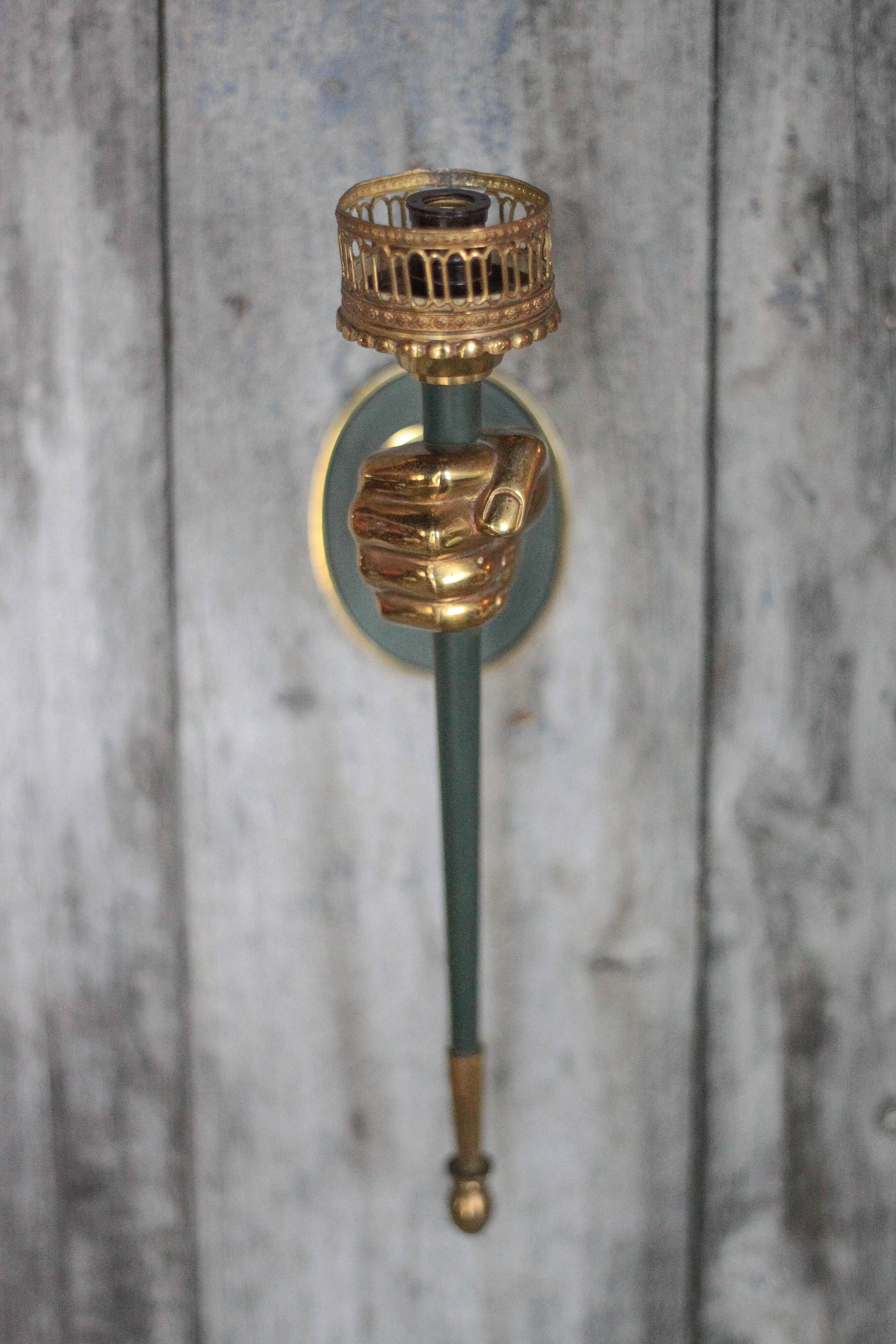 Bronze wall light Lucien Gau vintage, wall sconce, vintage hand sconce.