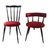 Vintage chairs upholstered in red fur