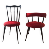 Chaises vintage en fourrure rouge