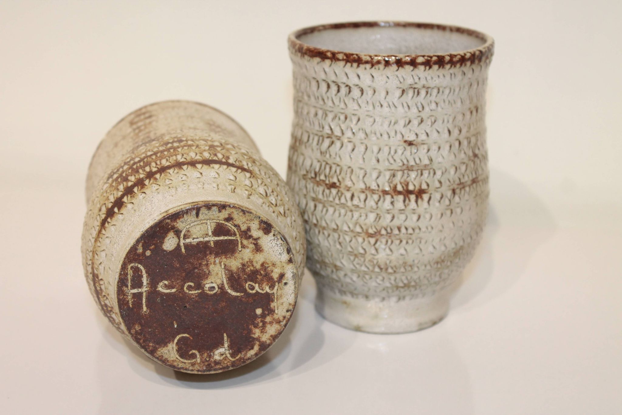 Pair of vintage Accolay ceramic vases signed