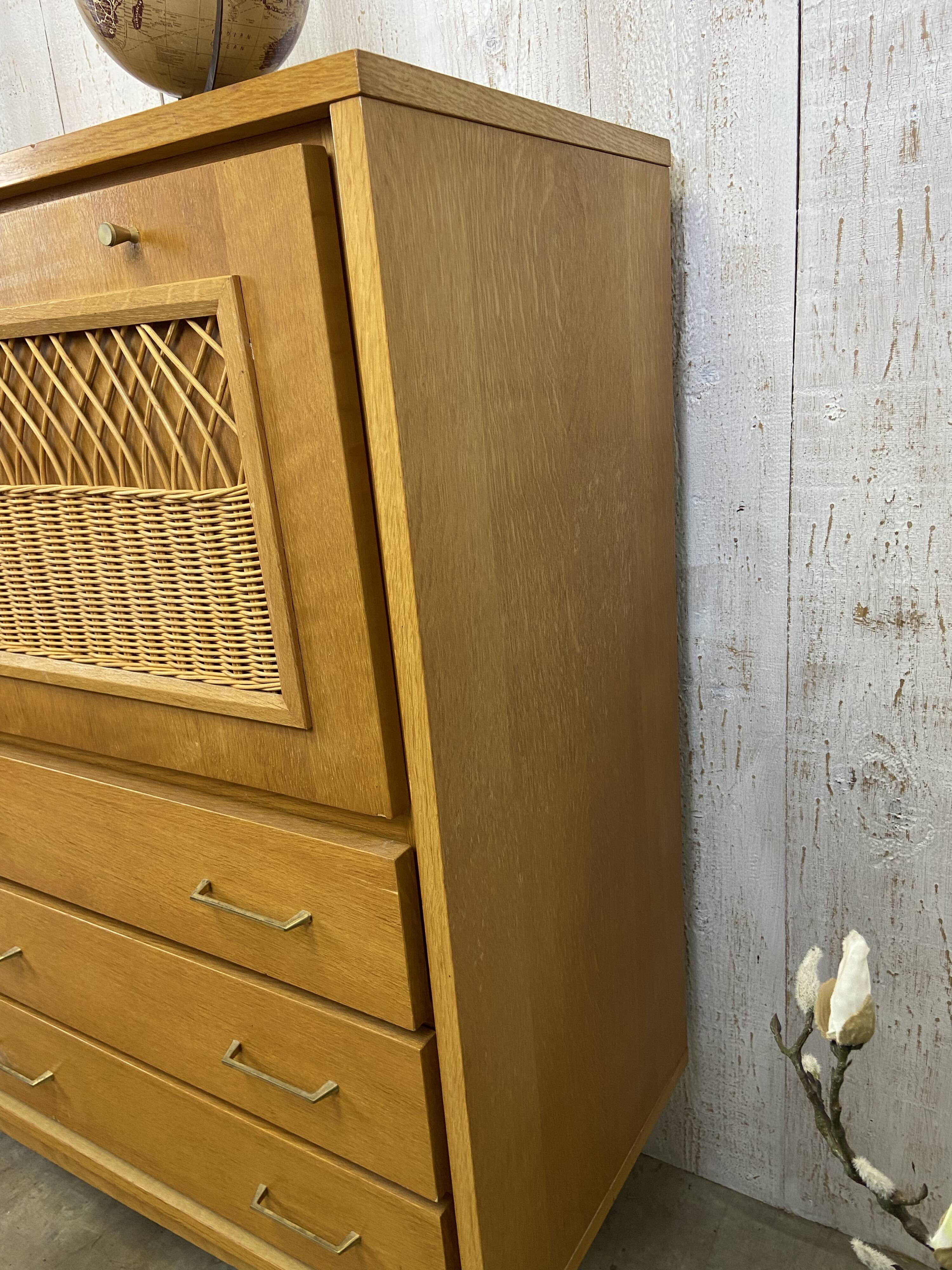 Vintage wood/wicker cabinet
