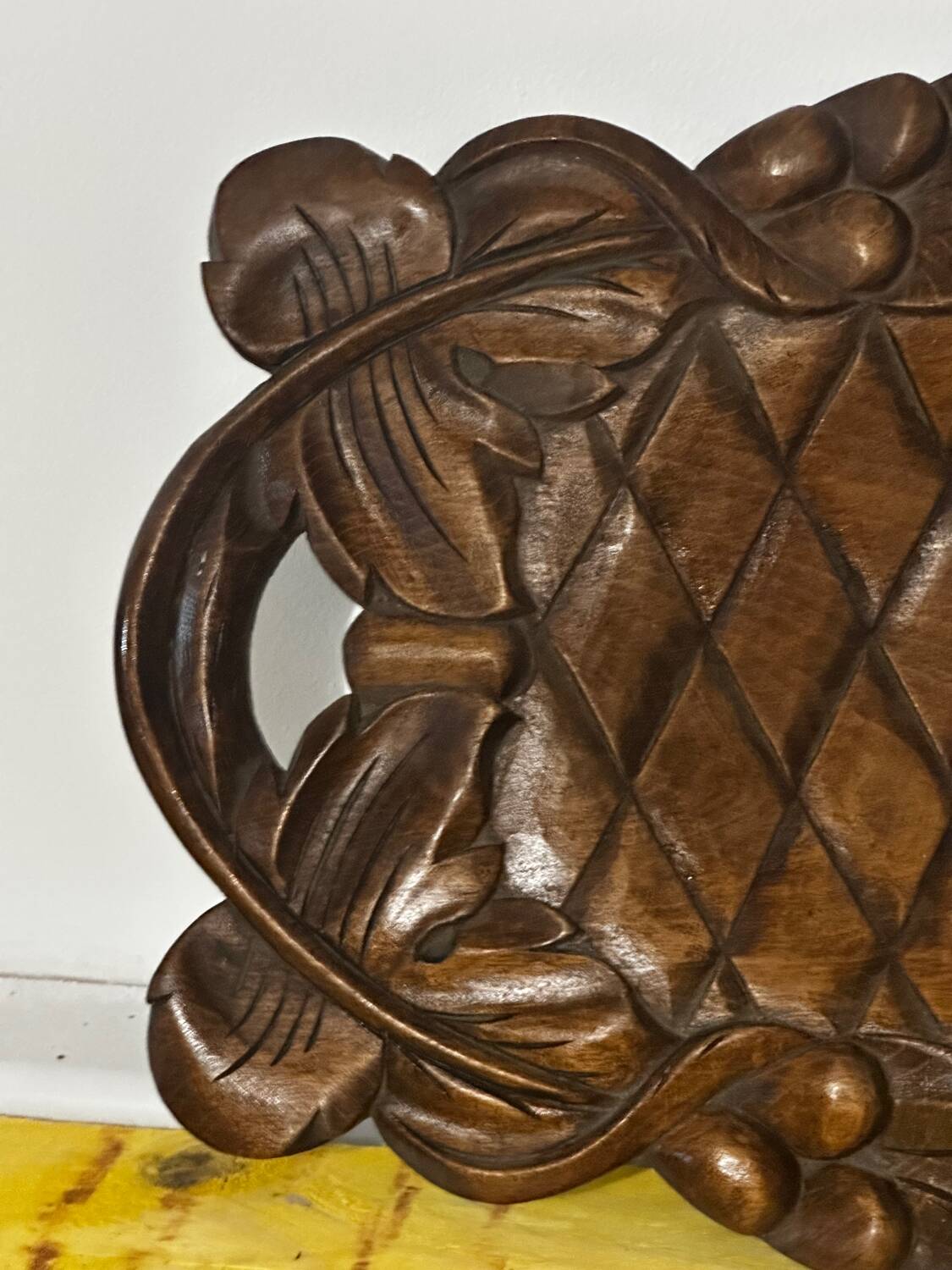 Basket or Pocket Emptying from the 1950s in Carved Wood signed A. Bouchez