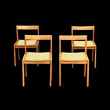 Set of 4 vintage chairs in solid ash and cane