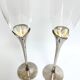 Pair of vintage silver-plated champagne flutes with glass – France, year