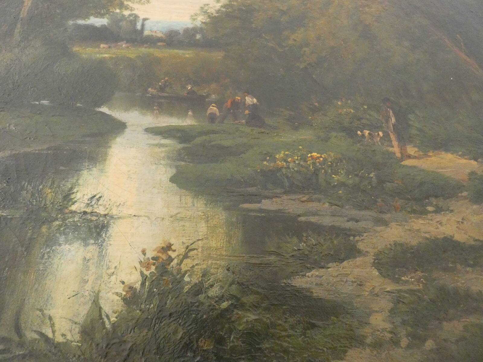 Two oil paintings on canvas signed N. Rousseau – fishing scenes from the 19th century.