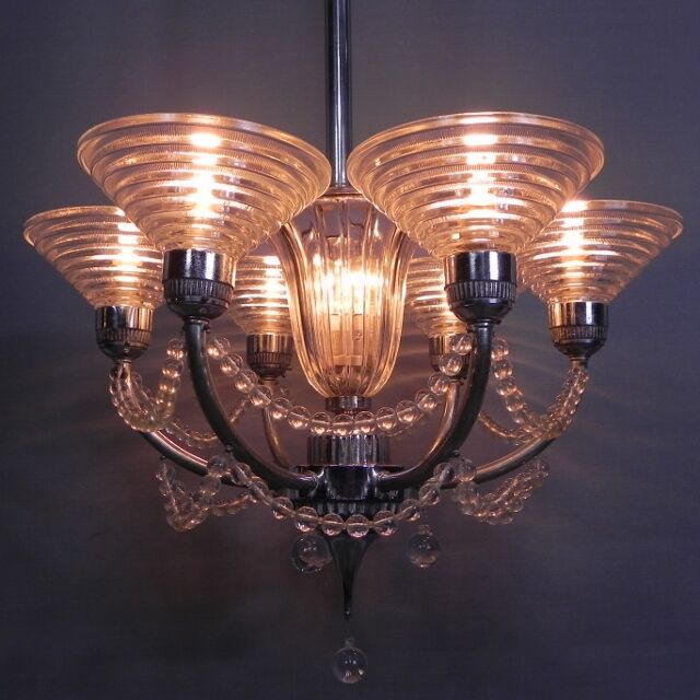 Art Deco hanging lamp G. Leleu