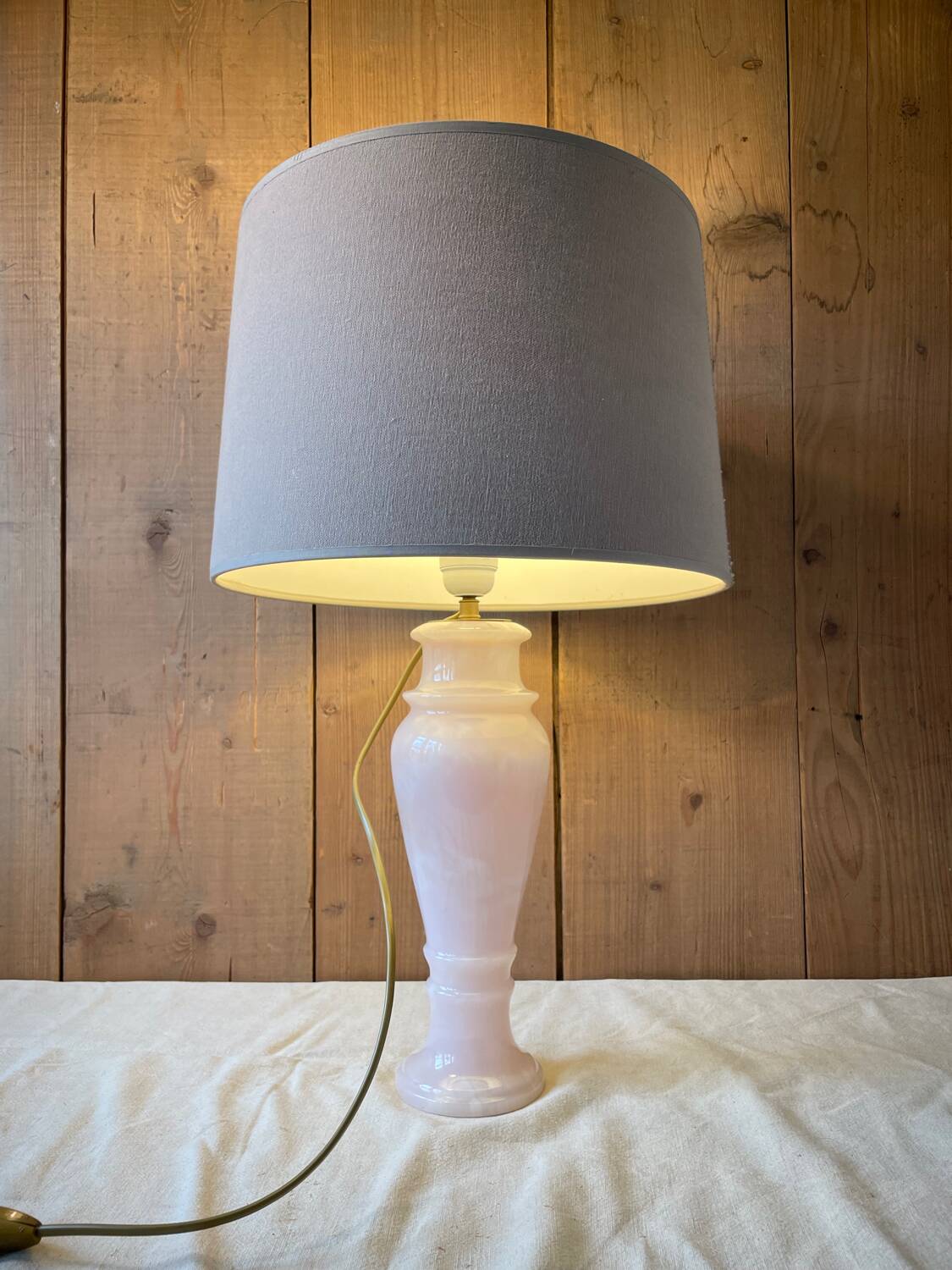 Vintage 1960 lamp in pink alabaster