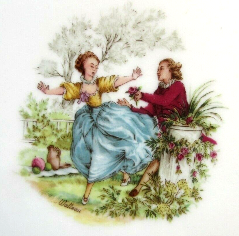 6 plates, Limoges porcelain: Model Scènes galantes by Fragonard