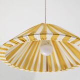 Suspension rayée forme conique "Malala rayée blanc cassé et jaune citron"