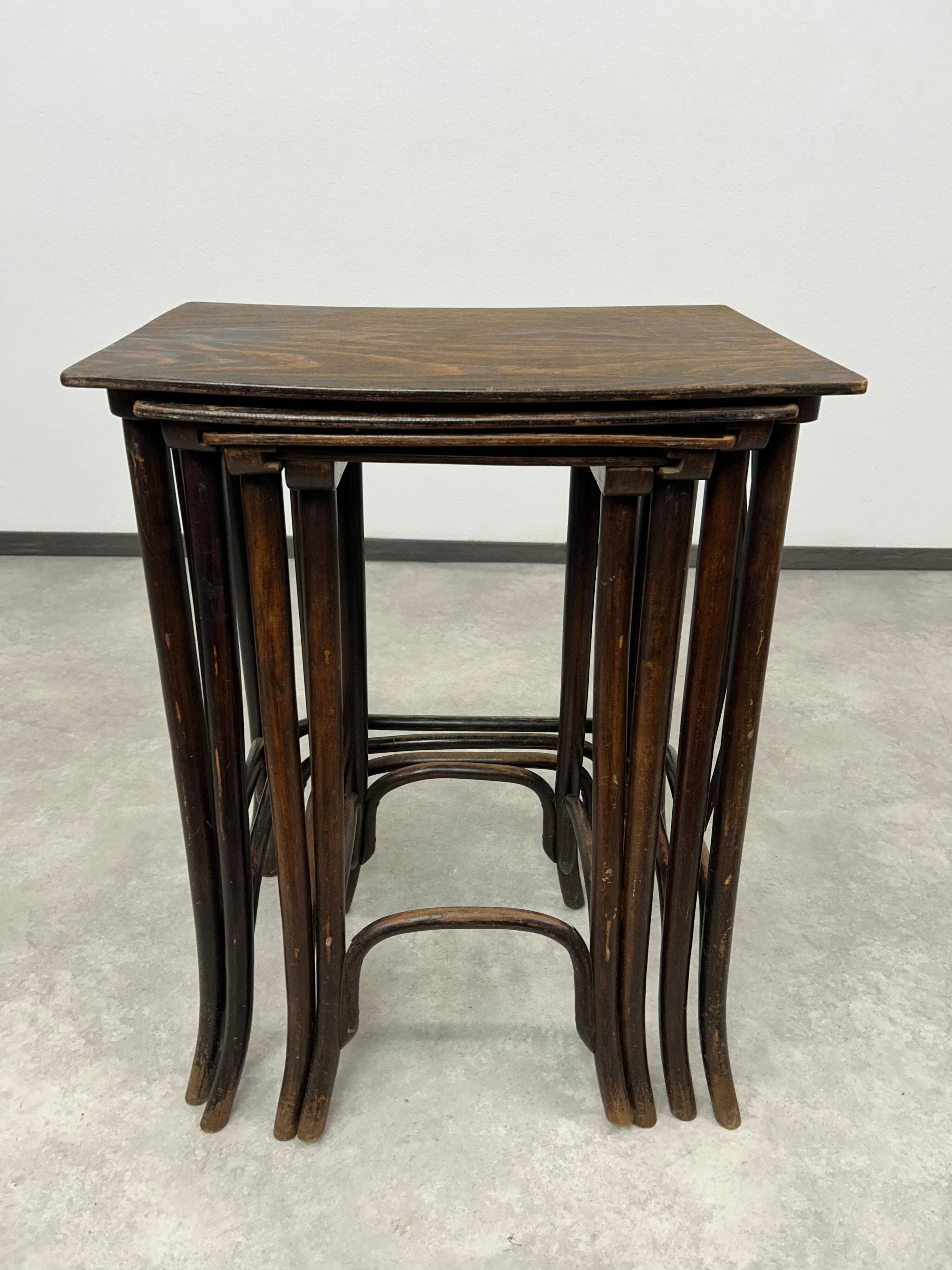 Nest tables Secession No. 958 by Siegel or Kolo Moser, produced by J&J Kohn.