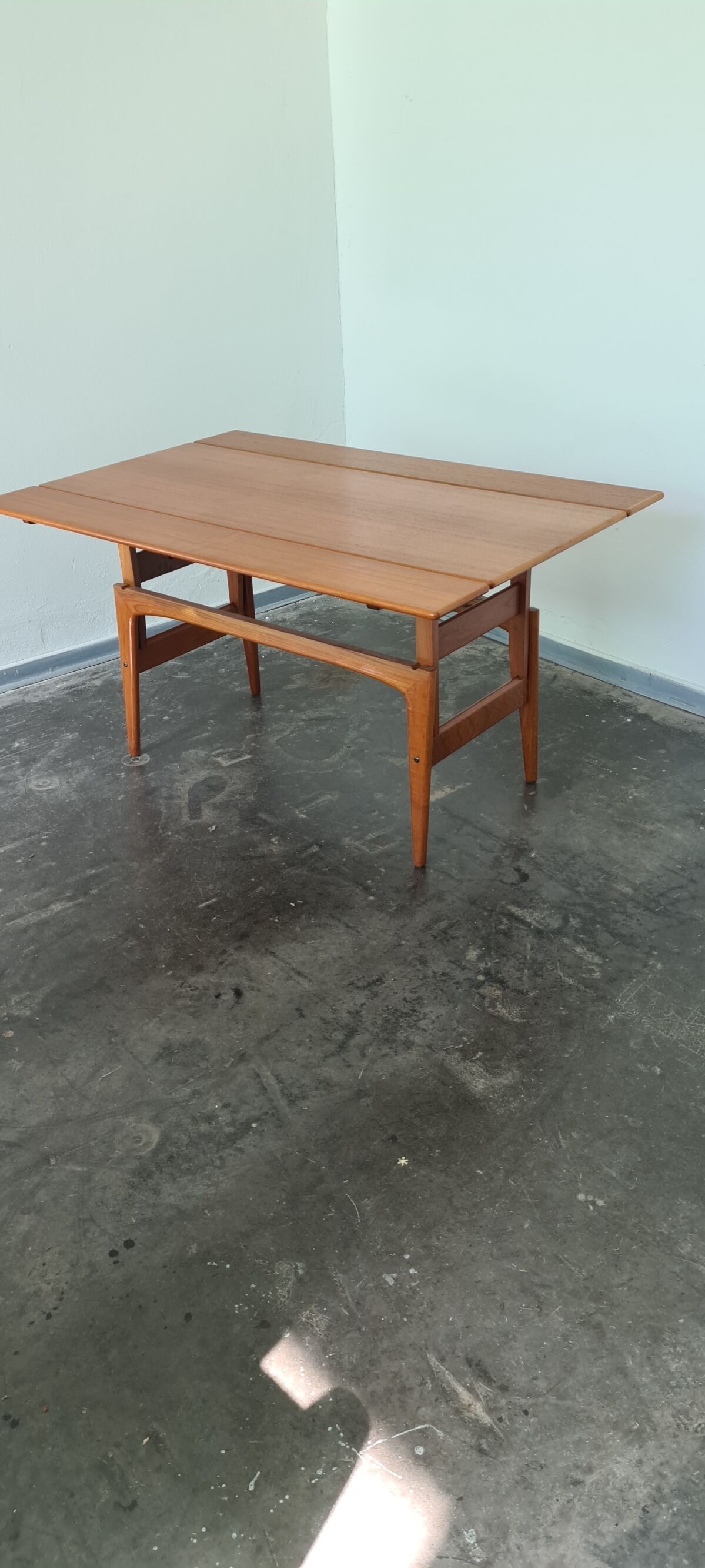 Vintage teak Danish Design adjustable table by Trioh Denmark .