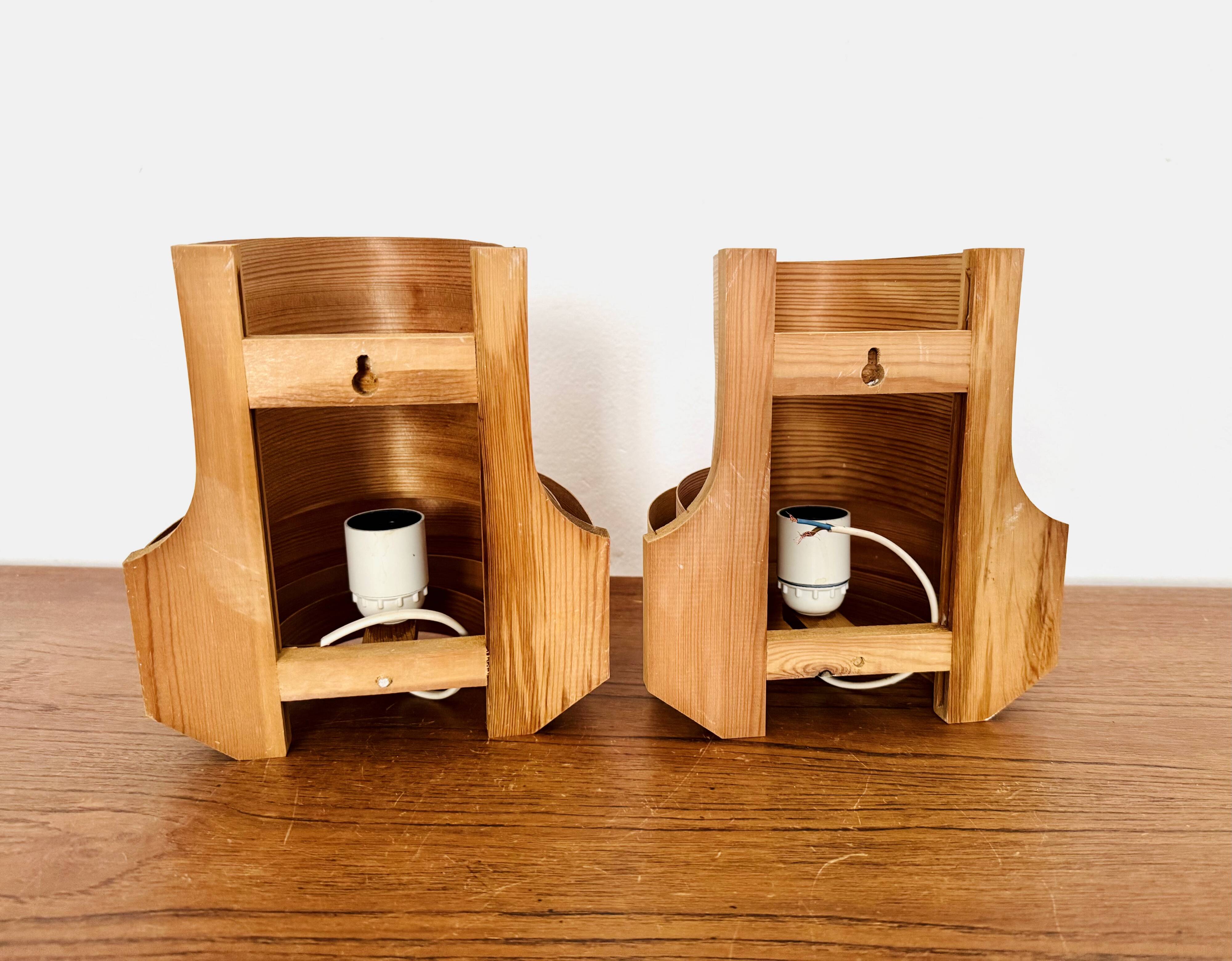 Ensemble de 2 lampes murales en bois par Hans Agne Jakobsson