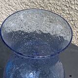 Blue blown glass tealight holder, Biot glassworks, collector's item