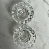 Set of 2 molded glass candle holders Made in France