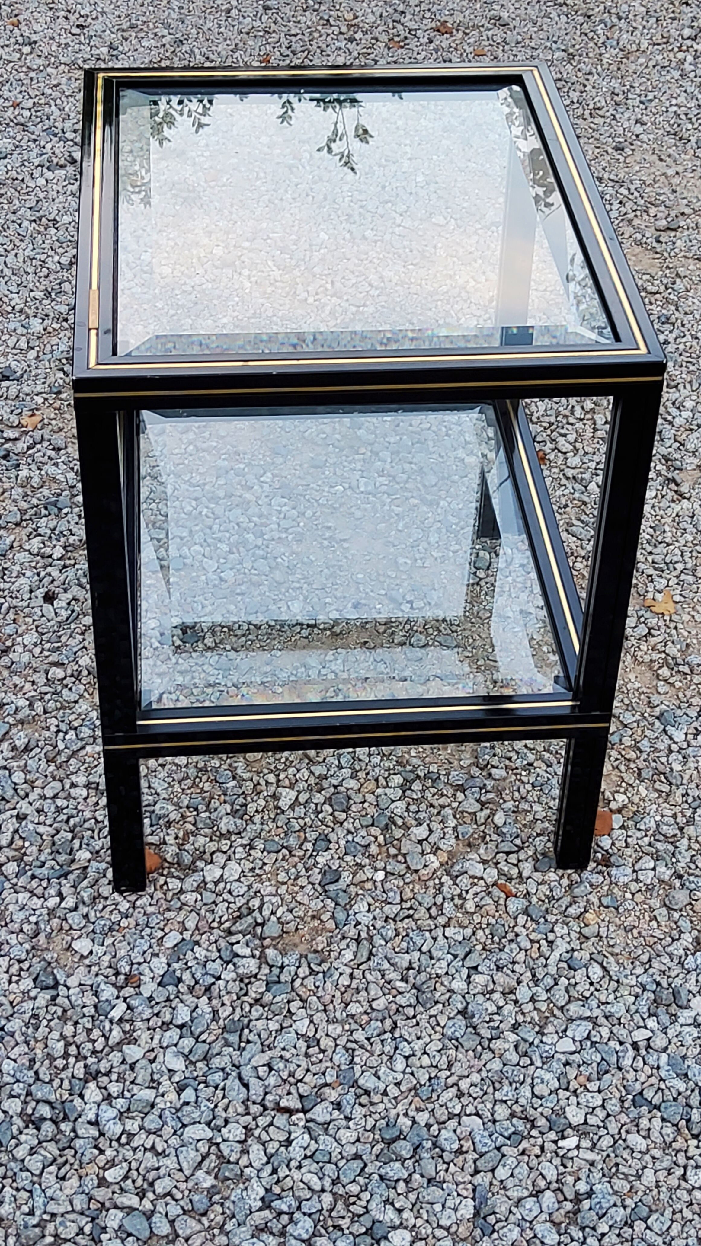 Side table end of sofa Pierre Vandel in metal and glass tops