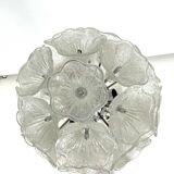 Italian Murano flower glass and chrome sputnik in Venini style. 1970s