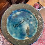 Raoul lachenal ceramic vase with egyptian blue cracked glaze with french baluster