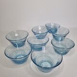 Set of eight cups in bulled glass from biot glassware