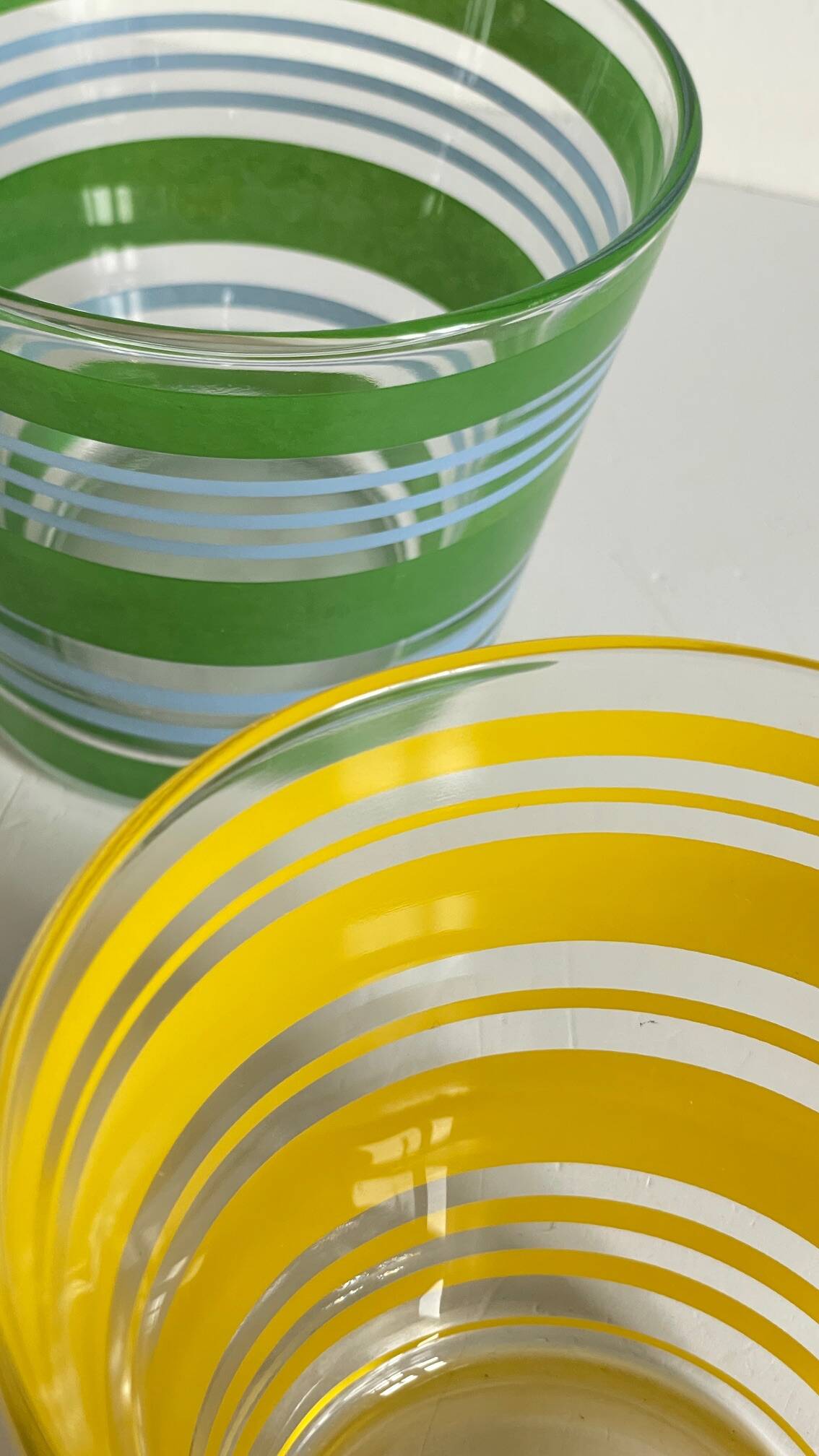 Pair of VINTAGE Silkscreened Glass Plant Pots