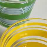 Pair of VINTAGE Silkscreened Glass Plant Pots