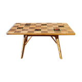 Table in rattan and ceramic 1960
