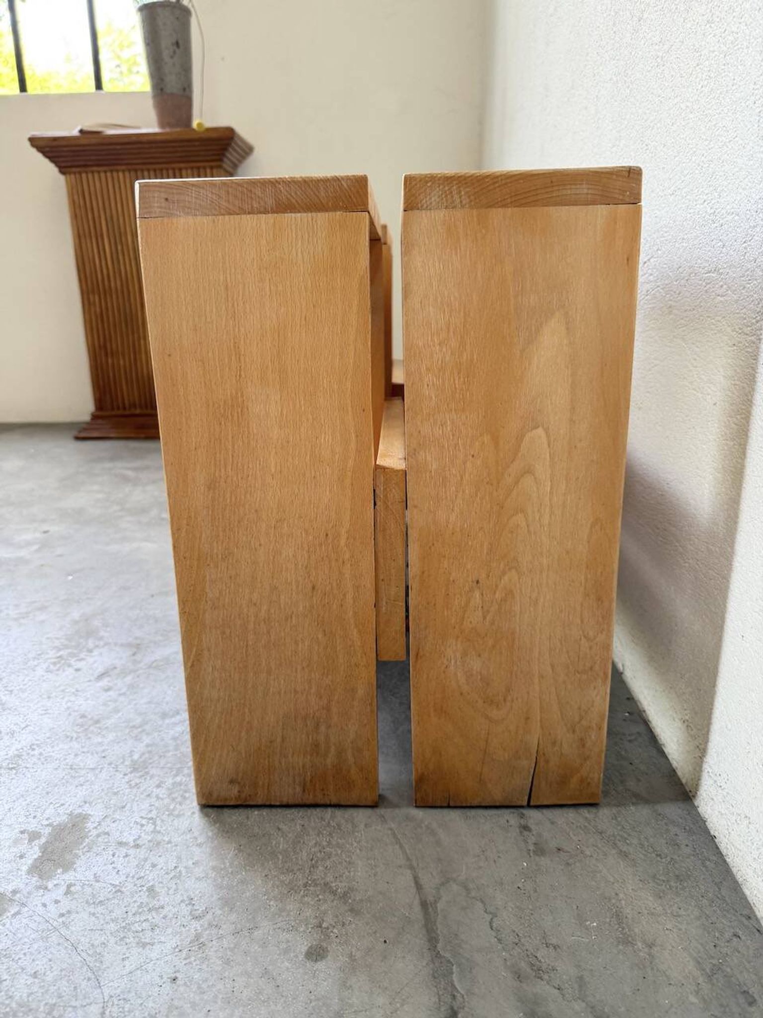 Paire tabourets ou chevets pin mobilier montagne 1950