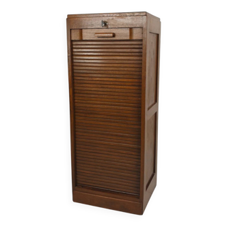 Dutch oak tambour archive cabinet, 1920s–1930s